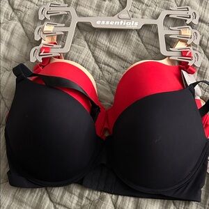 NWT Essentials Black, tan and Red Women's Bra 3 pack
